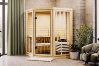 Karibu Sauna Yuma - Massivholzsauna mit Eckeinstieg 38 mm Ohne Dachkranz Ohne...