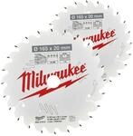 Milwaukee Kreiss&auml;geblatt Holz f&uuml;r Akku-Handkreiss&auml;gen Doppelpack 2x 160/20 mm Z40
