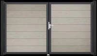 GroJa Solid Grande Tor Steingrau co-ex DIN rechts 300x180x4 cm Alu-Rahmen DB 703,