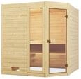 Weka Sauna Valida Eck 1.8 mit Glast&uuml;r/Fenster- Massivholzsauna 38 mm Ganzglast&uuml;r u.