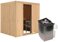 Karibu Sauna Sodin mit Fronteinstieg 68 mm-9 kW Ofen integr. Steuerung-ohne
