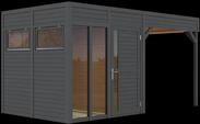 Bertilo Element-Gartenhaus Cubus 2 Office inkl. Lounge-Anbau - 19 mm anthrazit...