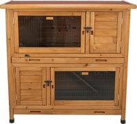 Kleintierstall mit W&auml;rmed&auml;mmung, 2-st&ouml;ckig, 116 &times; 113 &times; 65 cm, dunkelbraun