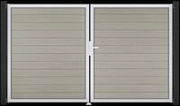 GroJa Solid Steckzaun Tor Steingrau co-ex DIN rechts 300x180x4 cm Alu-Rahmen...