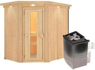 Karibu Sauna Carin mit Eckeinstieg 68 mm-9 kW Ofen integr. Steuerung-inkl....