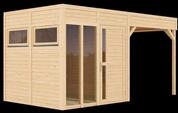 Bertilo Element-Gartenhaus Cubus 2 Office inkl. Lounge-Anbau - 19 mm...