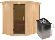Karibu Sauna Carin mit Eckeinstieg 68 mm-9 kW Ofen integr. Steuerung-inkl.