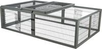 Freilaufgehege mit Abdeckung, Holz, 174 &times; 48 &times; 109 cm, grau
