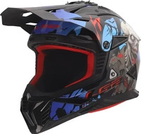 LS2 05127185, LS2 Crosshelm MX708 Fast II Zombie Schwarz Rot Blau L Schwarz / Rot /