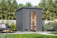 Karibu Gartensauna Saunahaus Hytti 2 terragrau Isolierte Saunat&uuml;r Ohne Ofen