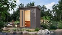 Karibu Gartensauna Saunahaus Hytti 1 terragrau Isolierte Saunat&uuml;r Ohne Ofen