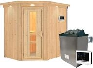Karibu Sauna Carin mit Eckeinstieg 68 mm-9 kW Ofen inkl. Steuerger&auml;t-inkl.