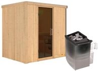 Karibu Sauna Bodin mit Fronteinstieg 68 mm-9 kW Ofen integr. Steuerung-ohne