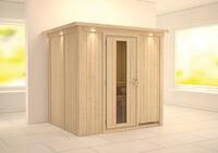 Karibu Sauna Bodin mit Fronteinstieg 68 mm-Ohne Ofen-inkl. Dachkranz- Isolierte