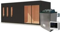 Karibu Design Saunahaus Monterey Blackline - 73 mm schwarz Ohne Terrasse 9 kW...