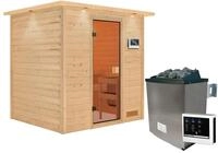 Karibu Woodfeeling Sauna Adelina - 38 mm Bronzierte Ganzglast&uuml;r Inkl....