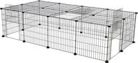 Freilaufgehege mit Abdeckung, Metall, 152 &times; 38 &times; 72 cm, schwarz