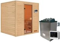Karibu Woodfeeling Sauna Adelina - 38 mm Bronzierte Ganzglast&uuml;r Ohne Dachkranz...