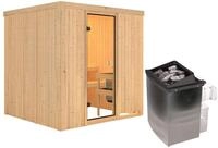 Karibu Woodfeeling Sauna Troms&ouml; - 68 mm Aktionssauna Bronzierte Ganzglast&uuml;r Ohne