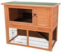 TRIXIE natura Kleintierstall mit Freilaufgehege 116x63x97cm braun