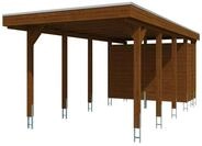 Skan Holz Carport Friesland 314x708 cm inkl. Abstellraum Sparset-nussbaum Holzcarport
