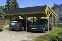 Skan Holz Harz Pultdach Doppelcarport mit schwarzen Schindeln-impr&auml;gniert (farblich