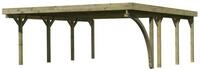 Karibu Carport Doppelcarport Classic Doppel 2 PVC Dach 1 Rundbogen (Holzcarport)