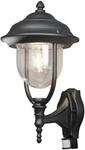 Konstsmide Wandleuchte Parma Up, matt schwarz, klares Acrylglas, PIR (7235-750)