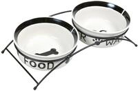 TRIXIE Napf-Set Keramik/Metall wei&szlig;/schwarz 2 x 1,6 Liter