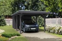 Skan Holz Spessart Einzelcarport mit Abstellraum Gr.2 355x846cm grau Holzcarport