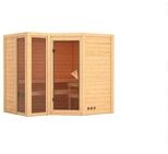 Karibu Sauna Amara-Massivholzsauna 40mm -Eckeinstieg - Exklusivoptik-Ohne...