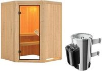 Karibu Sauna Nanja-230Volt-3,6kWOfen-Steuer.-Ohne Dachkranz