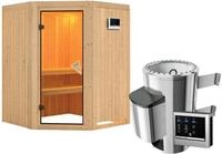 Karibu Sauna Nanja -3,6kW230V-Ofen-Steuerg.-Ohne Dachkranz