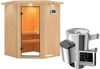 Karibu Sauna Nanja-3,6kW230V Ofen-Steuerg.-Inkl.Dachkranz