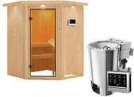 Karibu Sauna Nanja-3,6kW230VBioofen-Steuerg.-Inkl.Dachkranz