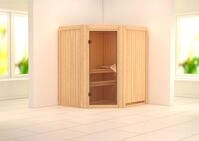 Karibu Sauna Taurin mit Eckeinstieg 68 mm-Ohne Ofen-ohne Dachkranz