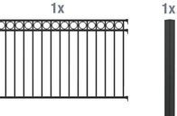Alberts&reg; Zaun-Anbauset Circle,Alu,matt schwarz,z.Einbet.,L&auml;nge:2 m,H&ouml;he:1000 mm