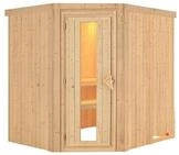 Karibu Sauna Siirin mit Eckeinstieg 68 mm-Ohne Ofen-ohne Dachkranz- Isolierte
