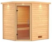 Karibu Woodfeeling Sauna Mia - 38 mm -Inkl. Dachkranz-Klarglas Ganzglast&uuml;r