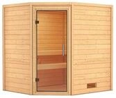 Karibu Woodfeeling Sauna Mia - 38 mm -Ohne Dachkranz-Klarglas Ganzglast&uuml;r