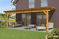 Skan Holz Terrassen&uuml;berdachung Ancona 648x350cm eiche hellaus Leimholz
