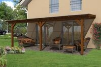 Skan Holz Terrassen&uuml;berdachung Andria aus Leimholz 648x350cm nussbaum