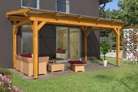 Skan Holz freistehende Terrassen&uuml;berdachung Sanremo 541x350cm eichehell