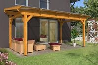 Skan Holz freistehende Terrassen&uuml;berdachung Sanremo 541x250cm eichehell