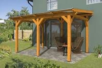 Skan Holz freistehende Terrassen&uuml;berdachung Siena 434x250 eiche