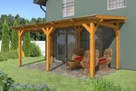 Skan Holz freistehende Terrassen&uuml;berdachung Siena 541x400cm eichehell