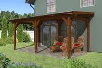 Skan Holz freistehende Terrassen&uuml;berdachung Siena 541x400cm nussbaum
