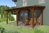 Skan Holz freistehende Terrassen&uuml;berdachung Siena 541x300cm nussbaum