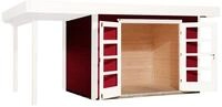 Weka Designhaus 126 A+ inkl. 150 cm Anbau und extra hoher T&uuml;r - 28 mm schwedenrot