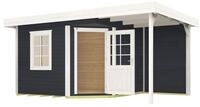 Weka Designhaus 213 A+ inkl. 150 cm Anbau und extra hoher T&uuml;r - 28 mm anthrazit